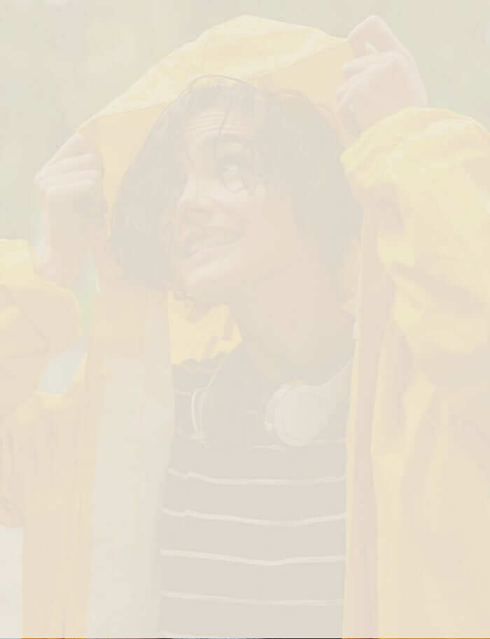 Immunity Collection Mobile Banner Woman in a yellow raincoat