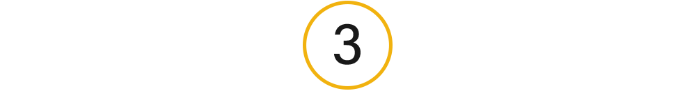 A black number three in a yellow circle
