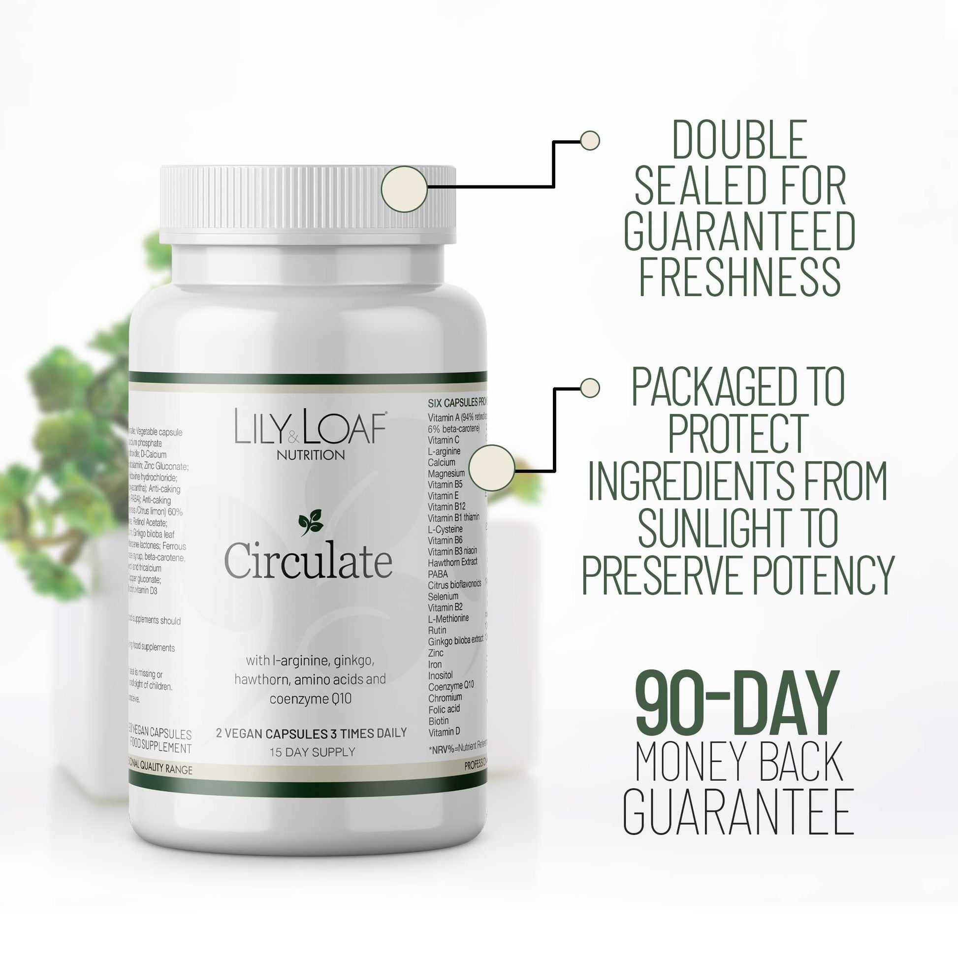 Circulate packaging information and 90 day guarantee