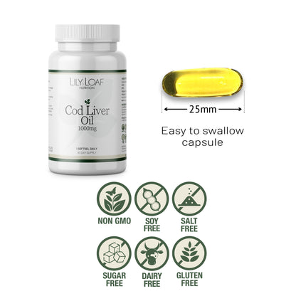 Cod Liver Oil 1000mg  gluten free, sugar free, non gmo 