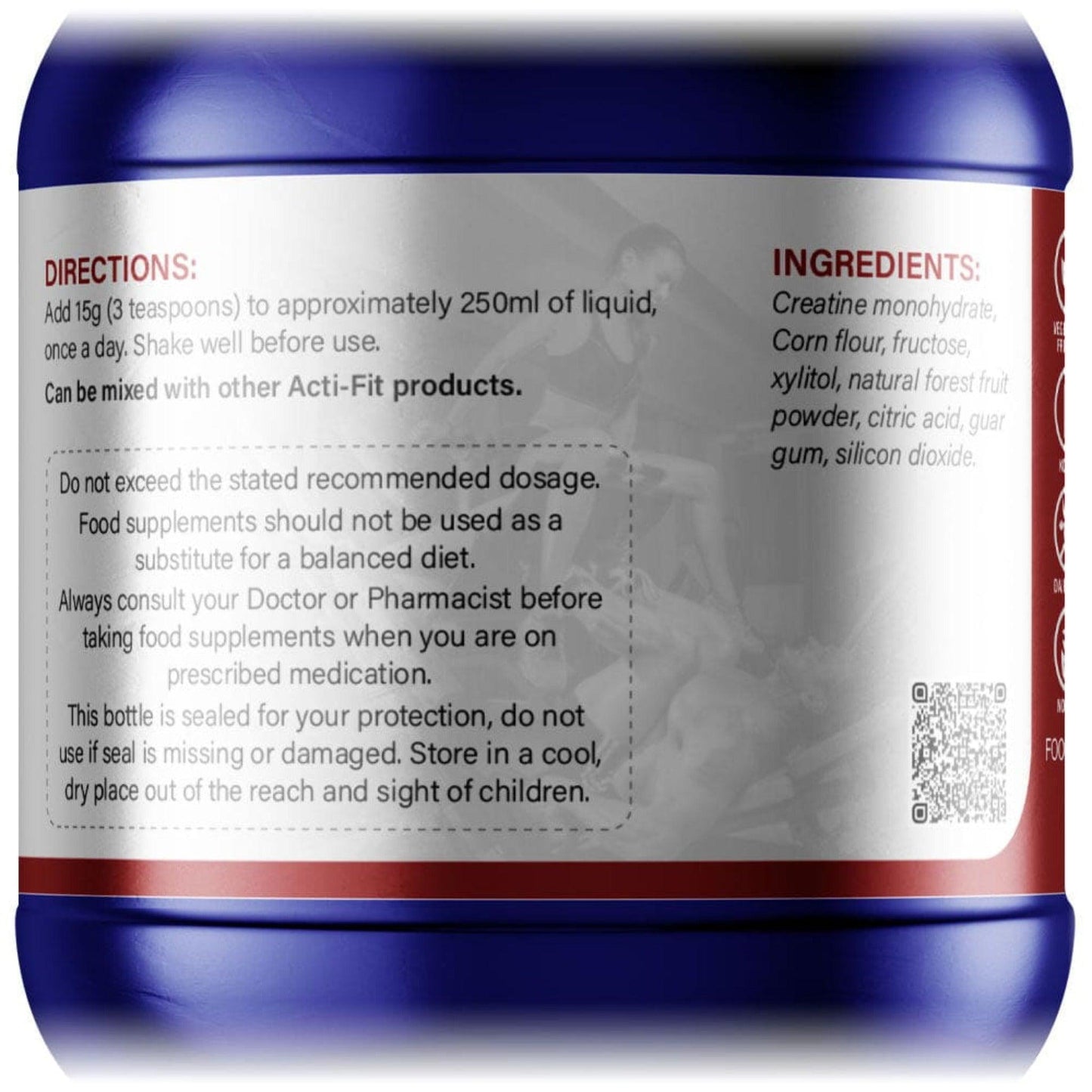 Acti-Fit's Creatine Directions and Ingredients  
