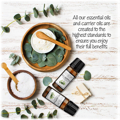 Eucalyptus Organic Essential Oil with spa accessories 