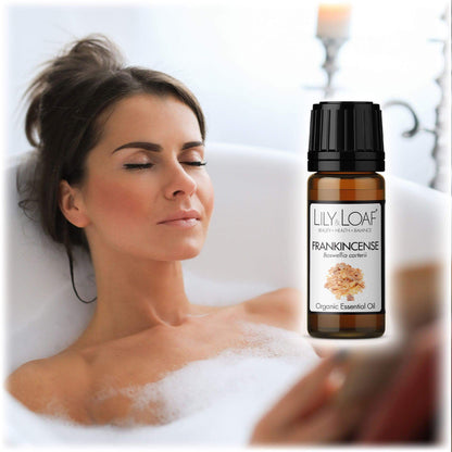 Frankincense Organic Essential Oil female relaxing in a bath