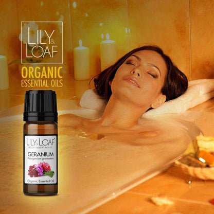 Geranium Organic Essential Oil lady relaxing in bath