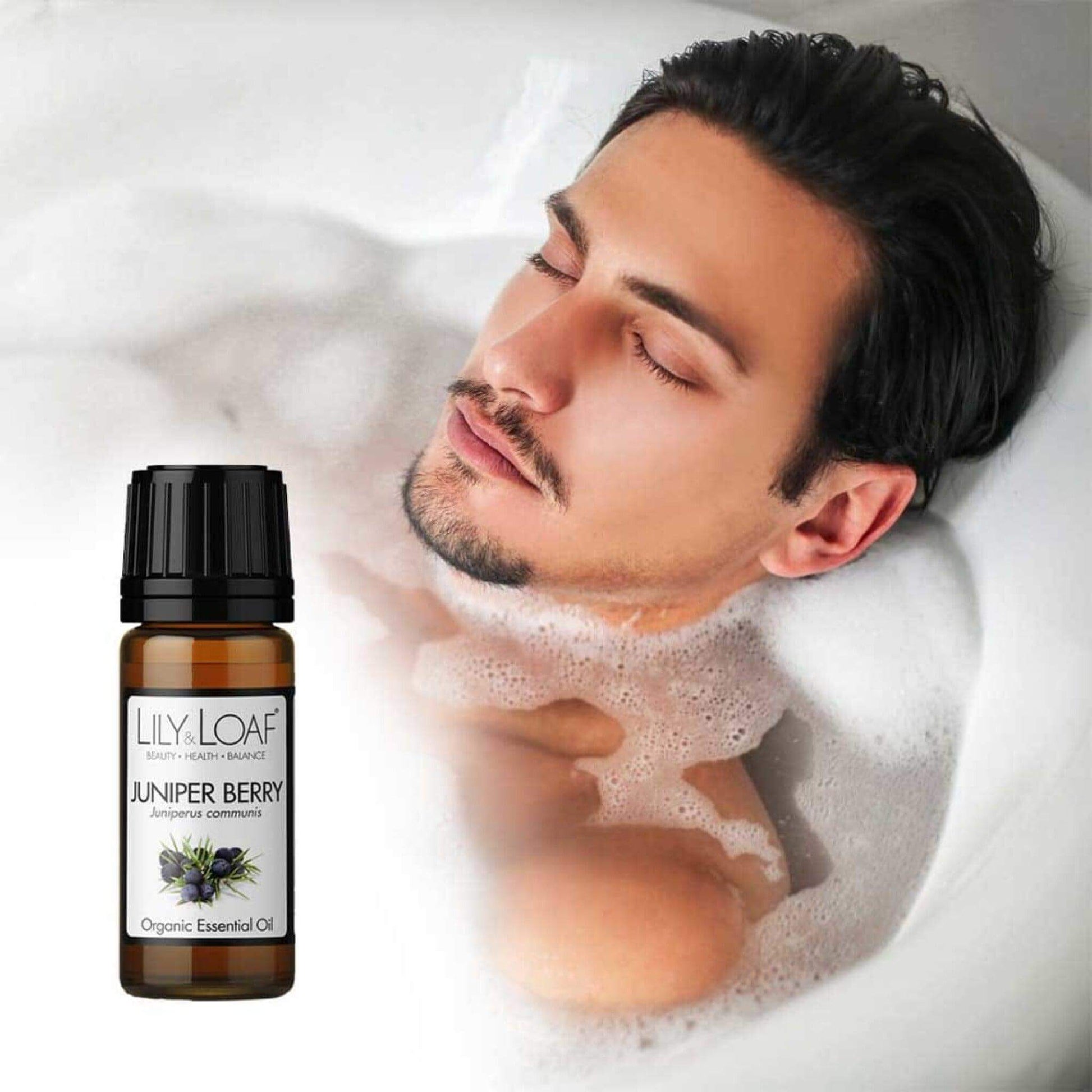 A man in a bubble bath Juniper Berry Organic Essential Oil