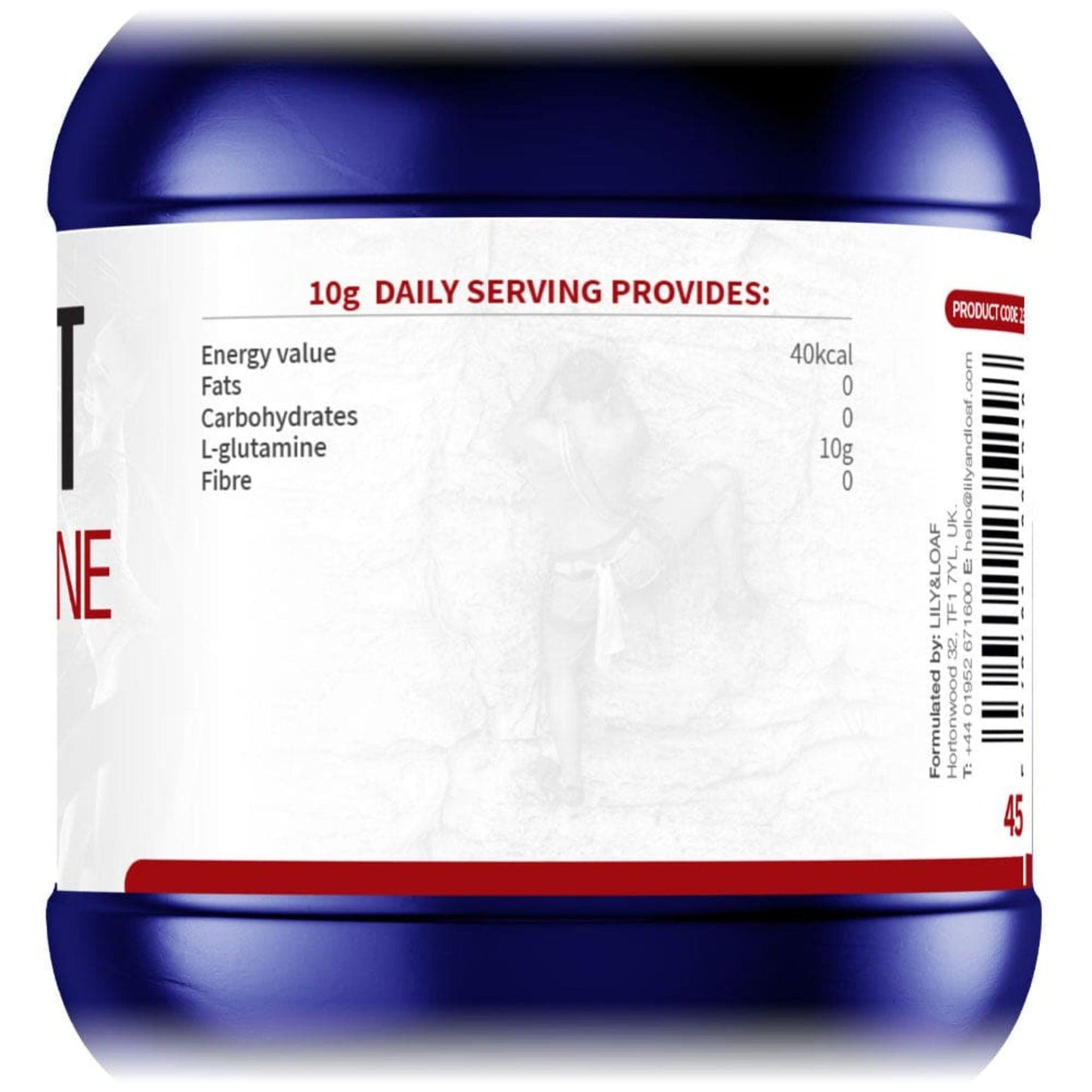 Acti-Fit High Strength L-Glutamine Powder label showing nutritional profile