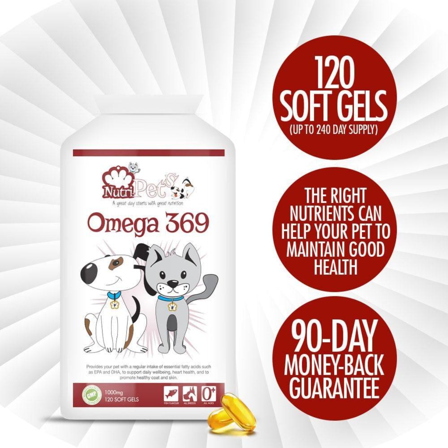Nutri-Pets Omega 369 contains all the right nutrients to help your pet maintain good health
