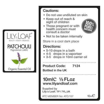 Patchouli Essential Oil label information