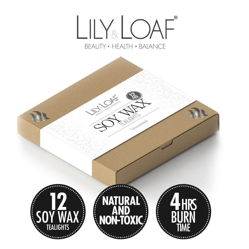 Lily & Loaf Soy Wax Tealights Box of 12 with 4 hours burn time per candle
