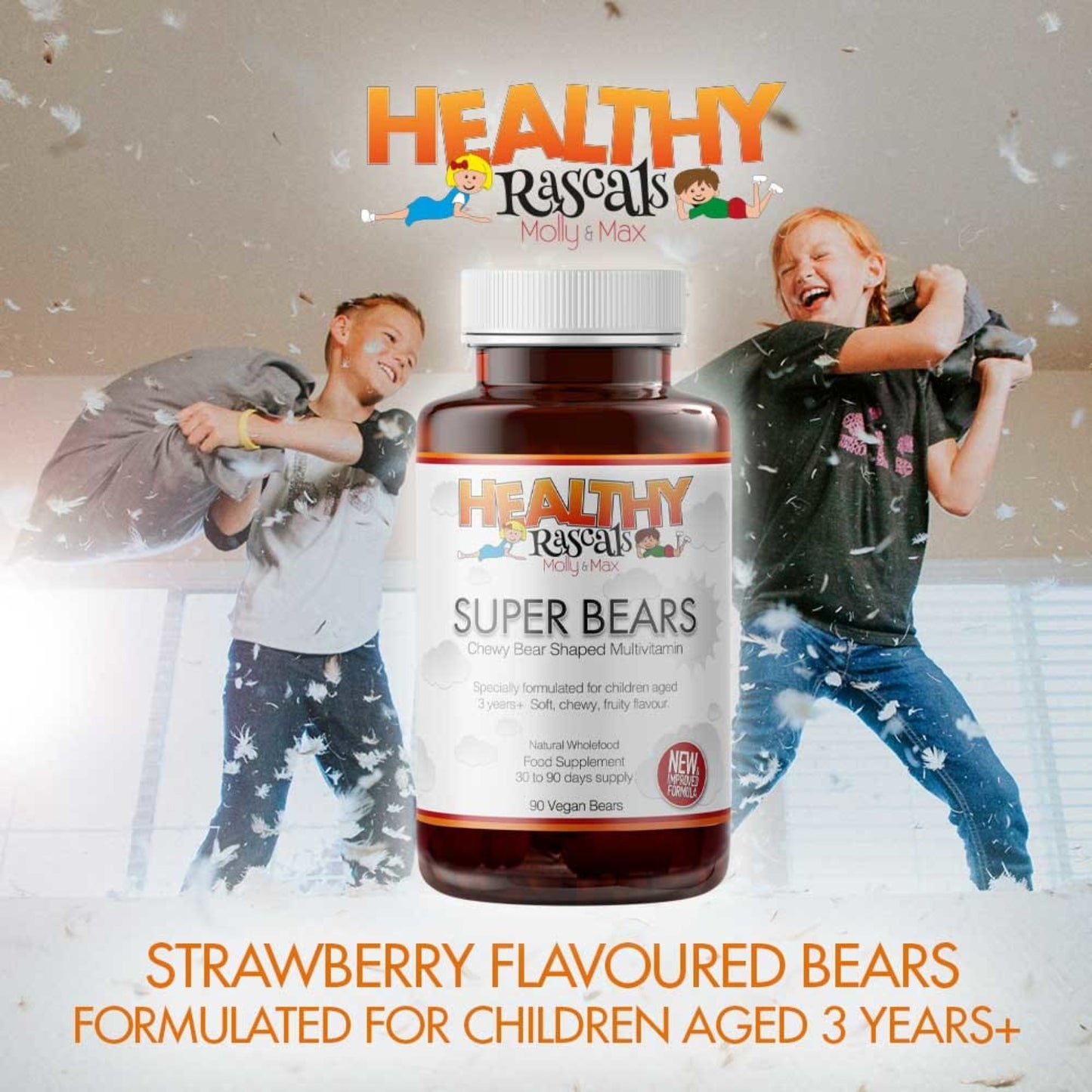 Healthy Rascal's Super Bears Strawberry flavoured gummy vitamins for children aged 3+