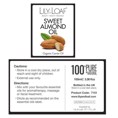 Lily and Loaf - Sweet Almond Organic Carrier Oil (100ml) - Carrier Oil